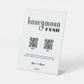 Honeymoon Fund Retro Cash QR Code Wedding Sign Sockelschild (Vorderseite)