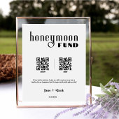 Honeymoon Fund Retro Cash QR Code Wedding Sign Sockelschild