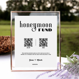 Honeymoon Fund Retro Cash QR Code Wedding Sign Sockelschild