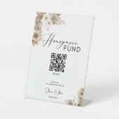 Honeymoon Fund Rustic Cash QR Code Wedding Sign Sockelschild (Vorderseite)