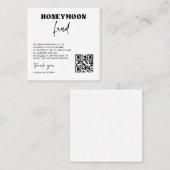 Honeymoon Fund Scan Enclosure Card QR Code Hochzei Quadratische Visitenkarte (Vorne/Hinten)
