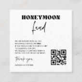 Honeymoon Fund Scan Enclosure Card QR Code Hochzei Quadratische Visitenkarte (Vorderseite)