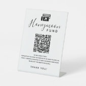 Honeymoon Fund Scan QR Code Digital Wedding Wish Sockelschild (Vorderseite)