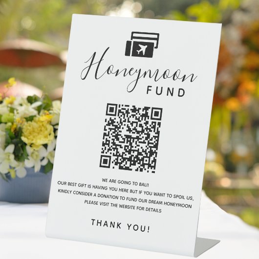 Honeymoon Fund Scan QR Code Digital Wedding Wish Sockelschild