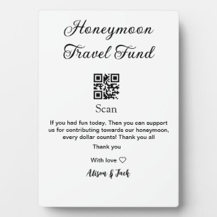 Honeymoon Fund Scan QR Codeadname Fotoplatte