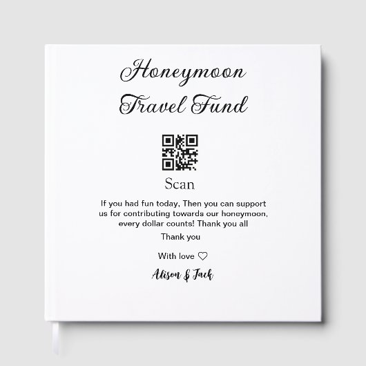 Honeymoon Fund Scan QR Codeadname Gästebuch (Vorderseite)