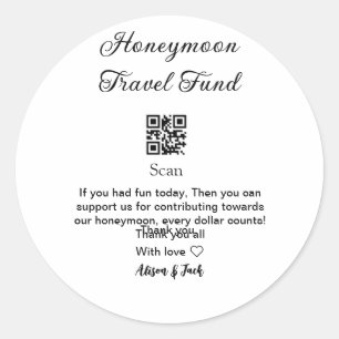 Honeymoon Fund Scan QR Codeadname Runder Aufkleber