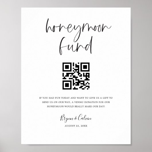 Honeymoon Fund Sign Cash Spenden Scan Poster (Vorne)