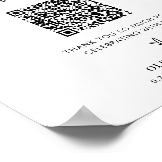 Honeymoon Fund Sign, Honeymoon QR Code Fund Sign Poster (Ecke)