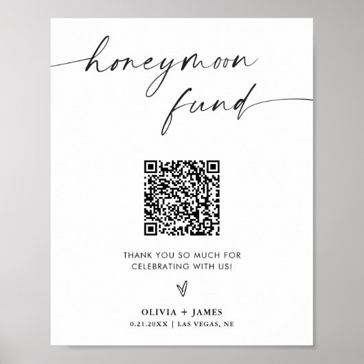 Honeymoon Fund Sign, Honeymoon QR Code Fund Sign Poster (Vorne)