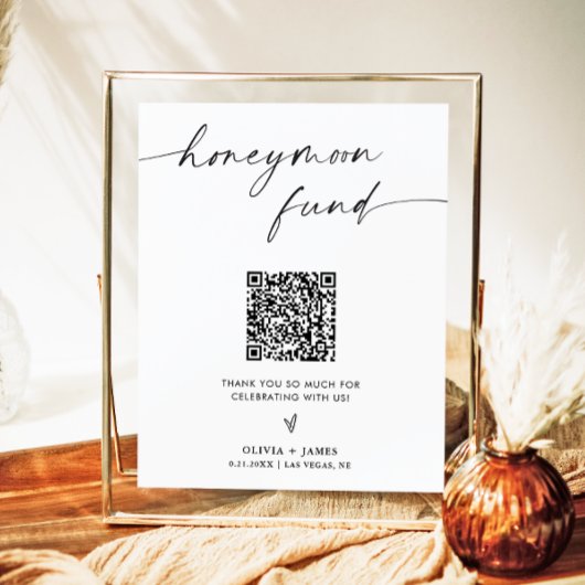 Honeymoon Fund Sign, Honeymoon QR Code Fund Sign Poster