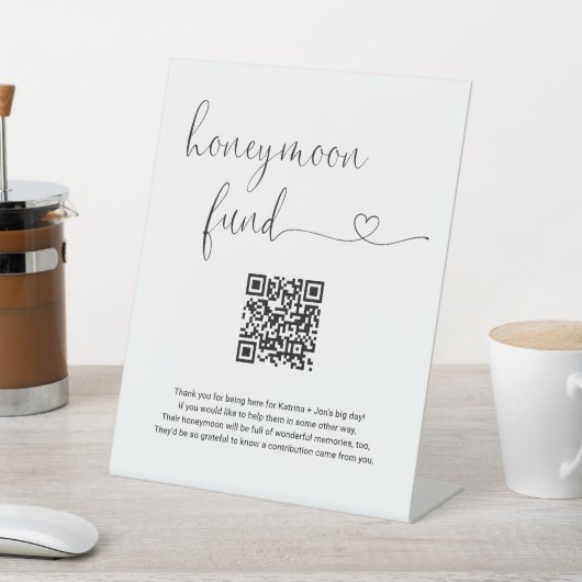 Honeymoon Fund Sign mit Gedicht & QR Code Sockelschild (In SItu)
