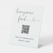 Honeymoon Fund Sign mit Message & QR Code Sockelschild (Vorderseite)