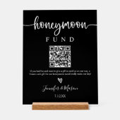 Honeymoon Fund Sign, QR Code Honeymoon Wish Black Acrylschild (Vorderseite)