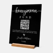 Honeymoon Fund Sign, QR Code Honeymoon Wish Black Acrylschild (Winkel)