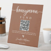 Honeymoon Fund Sign, QR Code Honeymoon Wish Pedest Sockelschild (In Situ)