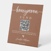 Honeymoon Fund Sign, QR Code Honeymoon Wish Pedest Sockelschild (Vorderseite)
