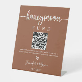 Honeymoon Fund Sign, QR Code Honeymoon Wish Pedest Sockelschild
