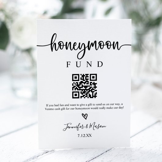 Honeymoon Fund Sign, QR Code Honeymoon Wish Sockelschild