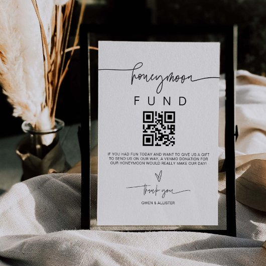 Honeymoon Fund Sign Wedding Cash Gift Tabelle G400 Poster