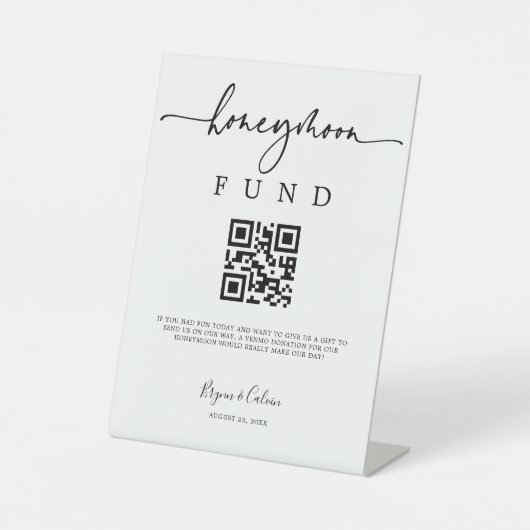 Honeymoon Fund Sign Wedding Reception Geschenk B61 Sockelschild (Vorderseite)