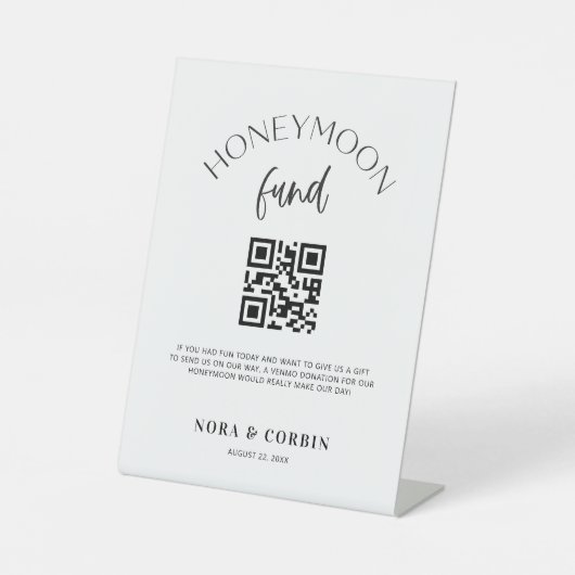 Honeymoon Fund Sign Wedding Reception Geschenk N10 Sockelschild (Vorderseite)