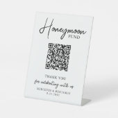 Honeymoon Fund Simple Handwriting QR Code Wedding Sockelschild (Vorderseite)