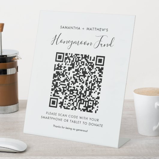 Honeymoon Fund Simple QR Code Newlyweds Sockelschild (In Situ)