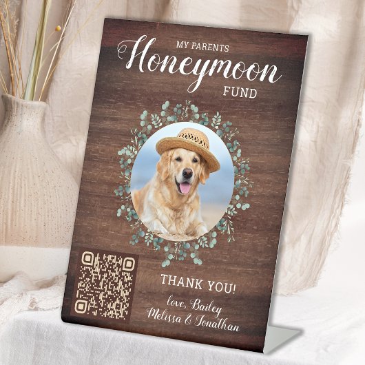 Honeymoon Fund Venmo Custom Dog Foto Haustier Hoch Sockelschild
