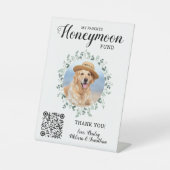 Honeymoon Fund Venmo QR Code Dog Foto Haustier Hoc Sockelschild (Vorderseite)