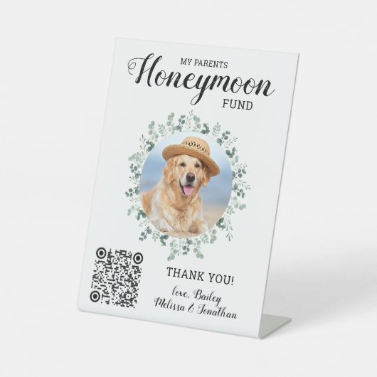 Honeymoon Fund Venmo QR Code Dog Foto Haustier Hoc Sockelschild (Vorderseite)