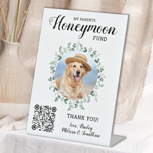 Honeymoon Fund Venmo QR Code Dog Foto Haustier Hoc Sockelschild