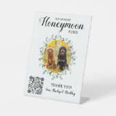 Honeymoon Fund Venmo QR Code Haustier Foto Hochzei Sockelschild (Vorderseite)