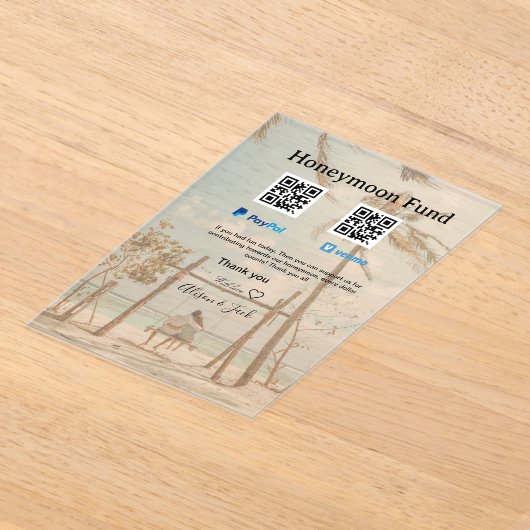 Honeymoon fund venomo paypal donation Q R couple Acryleinladungen (Ablage )