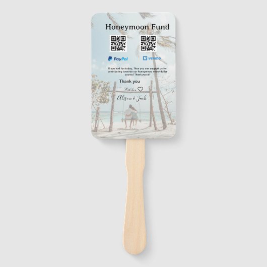 Honeymoon fund venomo paypal donation Q R couple Fächer (Vorderseite)