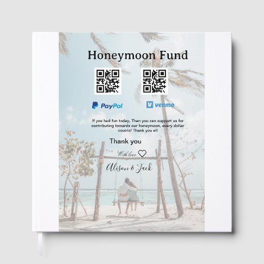 Honeymoon fund venomo paypal donation Q R couple Gästebuch (Vorderseite)