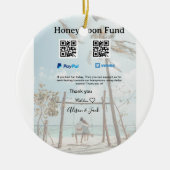 Honeymoon fund venomo paypal donation Q R couple Keramik Ornament (Vorne)
