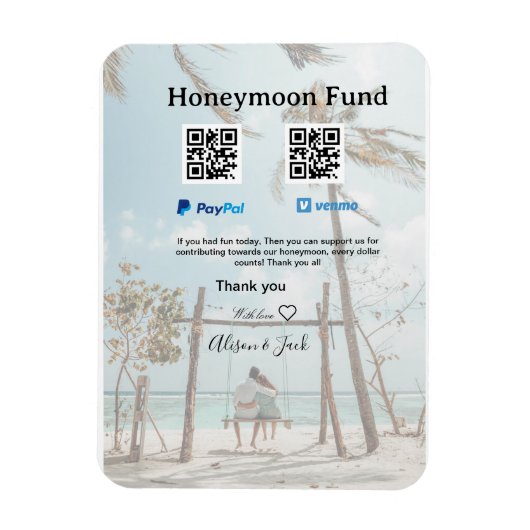 Honeymoon fund venomo paypal donation Q R couple Magnet (Vertikal)