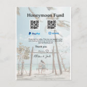 Honeymoon fund venomo paypal donation Q R couple Postkarte (Vorderseite)
