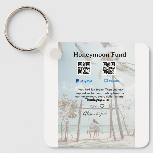 Honeymoon fund venomo paypal donation Q R couple Schlüsselanhänger (Vorderseite)