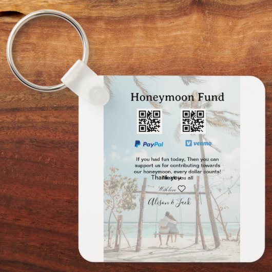 Honeymoon fund venomo paypal donation Q R couple Schlüsselanhänger (Vorderseite)