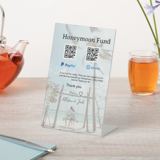 Honeymoon fund venomo paypal donation Q R couple Sockelschild (In SItu)