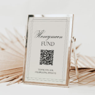 Honeymoon Fund Vintag Light Gray Sign Einladung