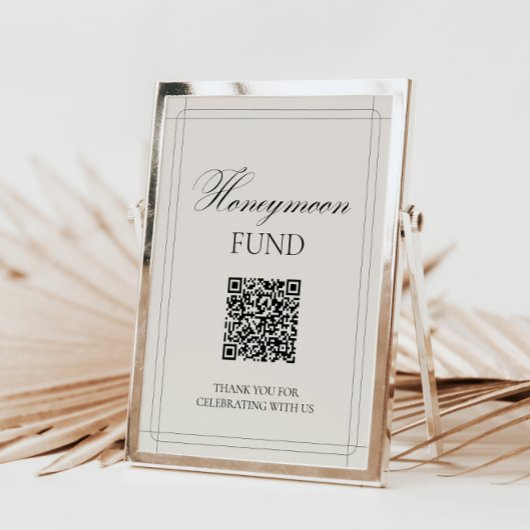 Honeymoon Fund Vintag Light Gray Sign Einladung