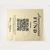 Honeymoon Fund Wedding QR Butter Yellow Background Wandteppich (Vorderseite (Horizontal))