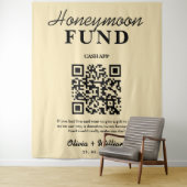 Honeymoon Fund Wedding QR Butter Yellow Background Wandteppich (Beispiel)