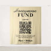 Honeymoon Fund Wedding QR Butter Yellow Background Wandteppich (Vorderseite)