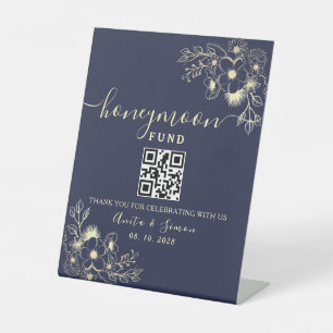 Honeymoon Fund Wedding QR Code Sockelschild