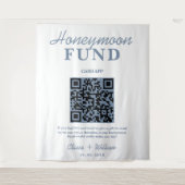 Honeymoon Fund Wedding QR Dusty Blue Background Wandteppich (Vorderseite)
