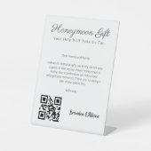 Honeymoon Fund Wedding Registry Geschenk Qr Code Sockelschild (Vorderseite)